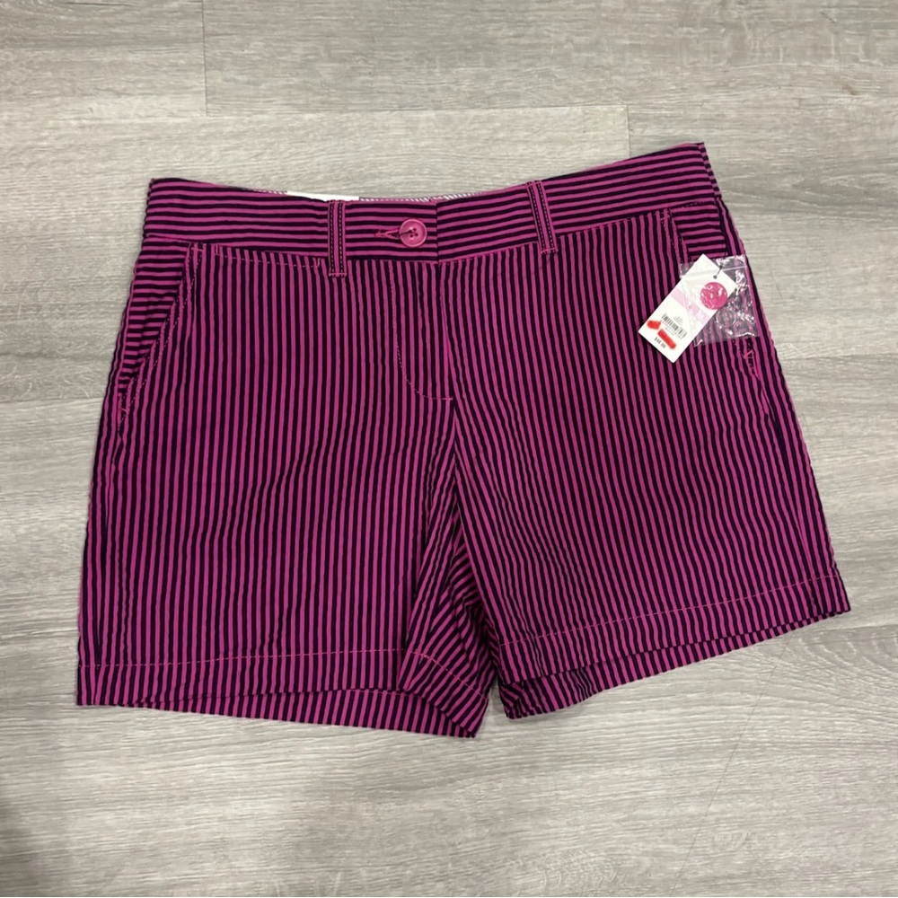 NWT Crown & Ivy Vibrant Pink and Black Striped Shorts Size 6